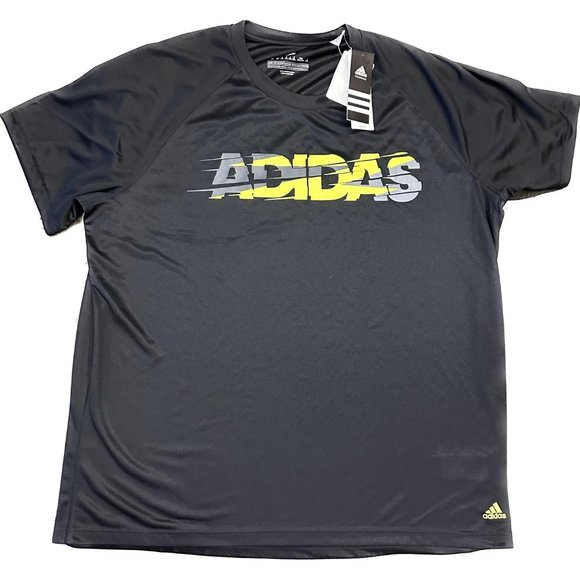 adidas Men's Badge of Sport Graphic Tee, Charcoal/Green Logo, New With Tag - Picture 1 of 3